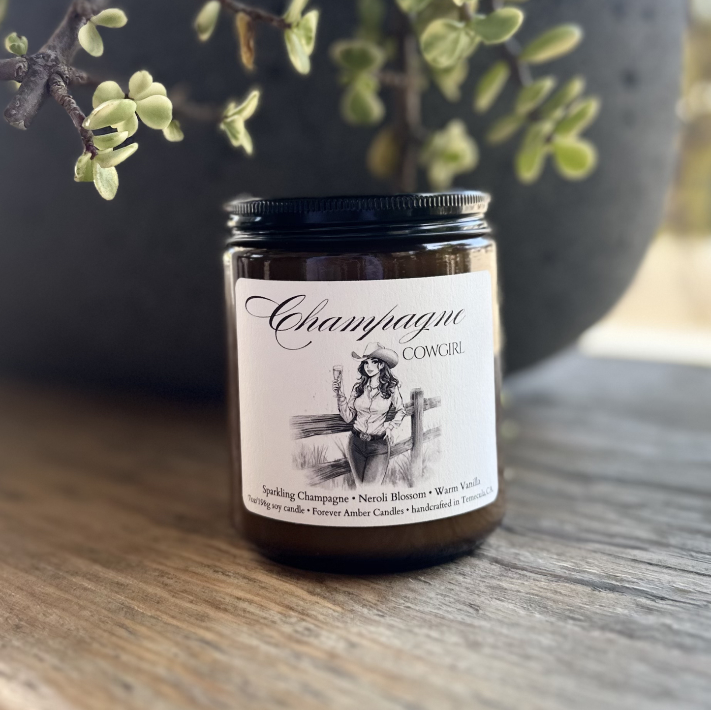 Champagne Cowgirl 7 oz soy candle